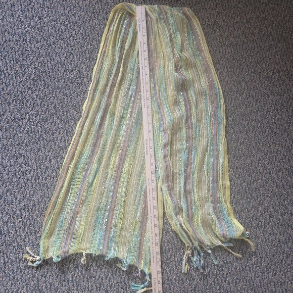 Lightweight Chartreuse Yellow Metallic Scarf - Picture 4 of 10